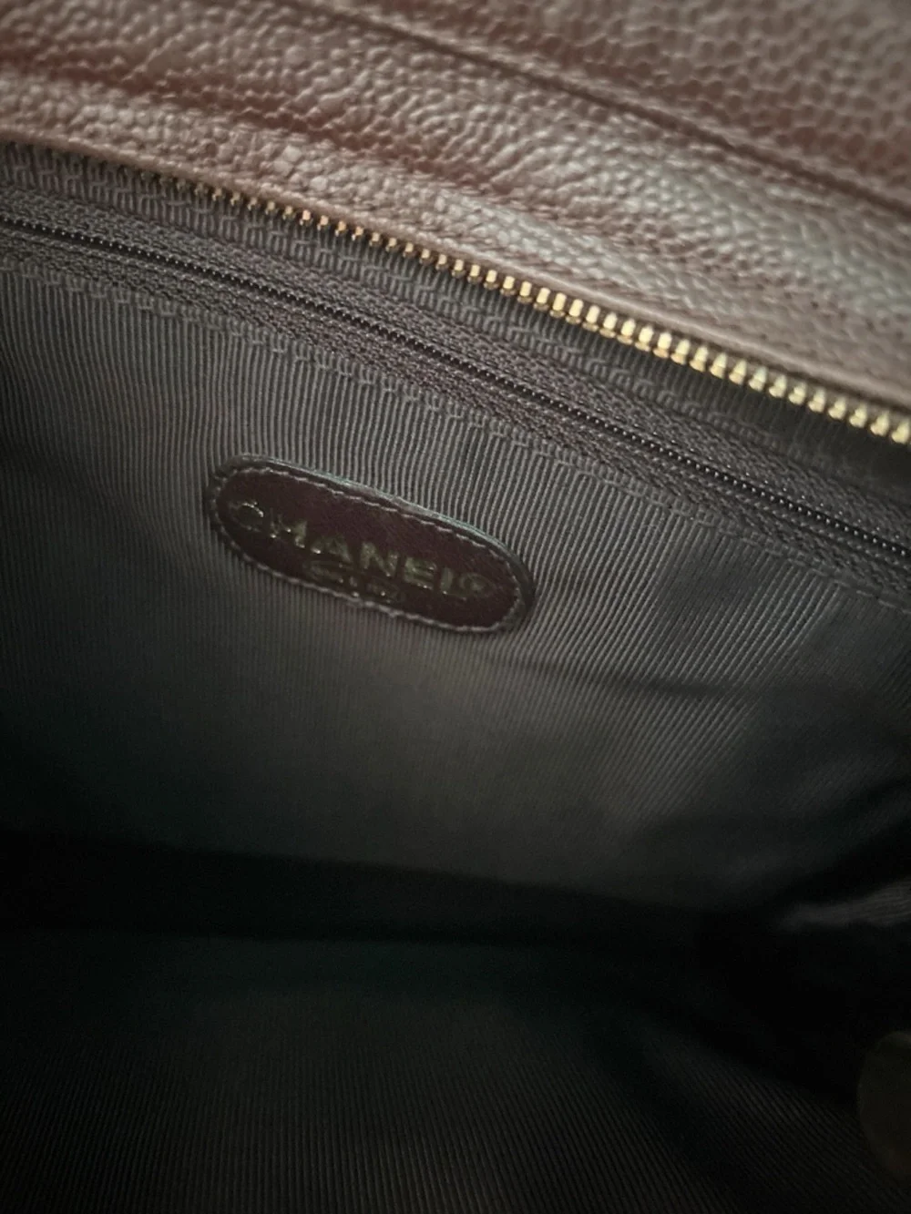 CHANEL Brown Leather Tote with Interior Zip Pocket - Picture 3 of 5